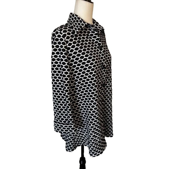 JOSEPH RIBKOFF Jacket Size 8 Toggle Buttons Front and Back Black White Honeycomb - Picture 4 of 6